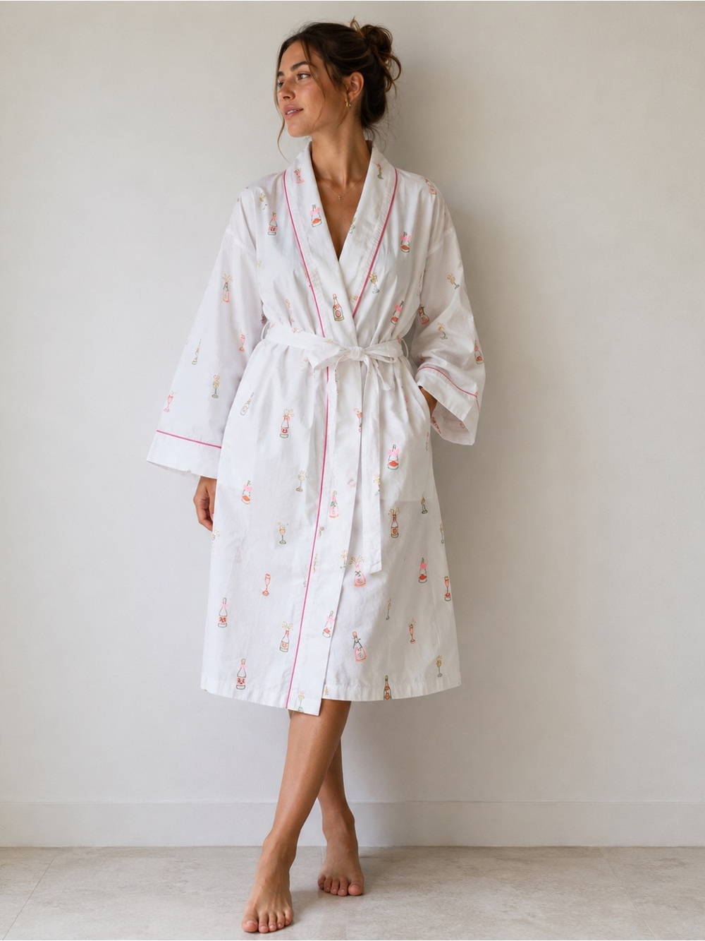 Printfresh Robe Women's Size S/M White 100% Organic Cotton Soft Getting Ready